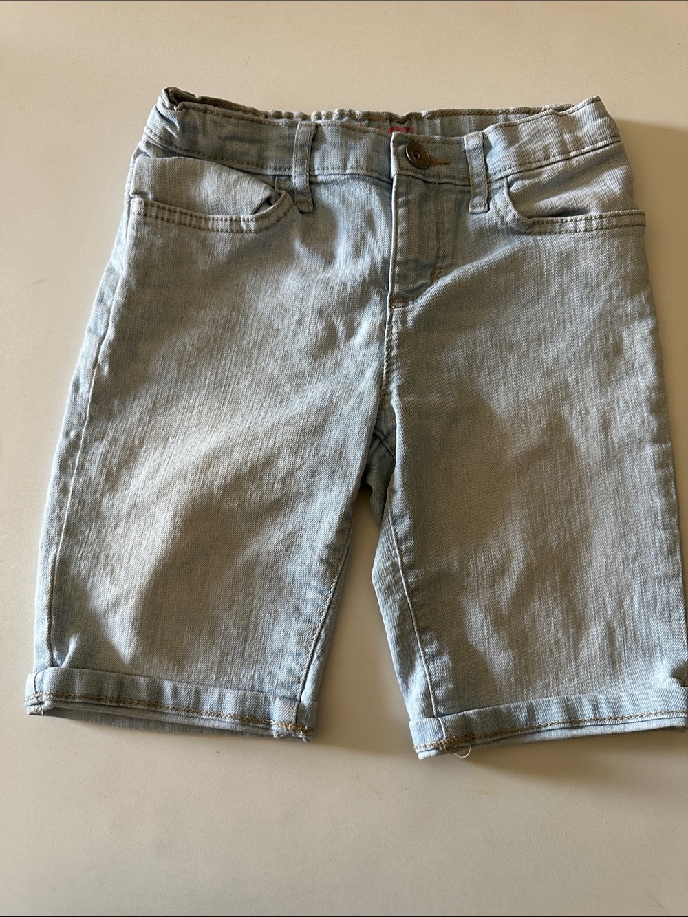 Place Girls Light Wash Denim Bermuda Shorts Size 6X/7 Stretch Mid Rise Summer